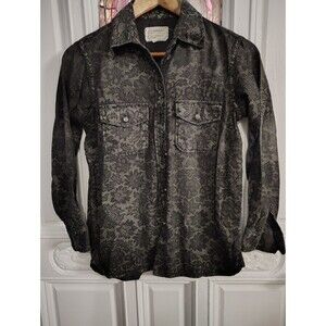 CURRENT ELLIOTT The Perfect w/o Epaulettes lace Print Black Shirt Womens sz 0